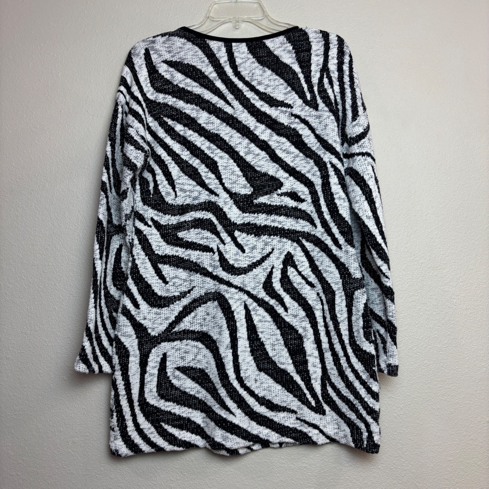 Joseph Ribkoff Zebra Print Cardigan Womens 12 Black White Studded Glam Punk Chic - Picture 2 of 11